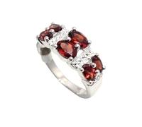 Rajasthan Gems Anillo de plata de ley 925 para mujer, circonita cúbica y piedra preciosa granate natural H872