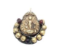 Rajasthan Gems Colgante de oro antiguo original Templo Lakshmi, joyería antigua con placa de cera en el interior, tradicional, hecho a mano, grabado a mano, F966