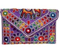 Rajasthani - Bolso de mano plegable hecho a mano Jaipuri Art Sling Bag de calidad a cuadros para mujer (morado), Púrpura