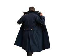 RAJEGAR Abrigo de mezcla de lana para hombre, abrigo de invierno vintage de tweed, ajuste delgado, doble botonadura, solapa de pico, azul marino, XL