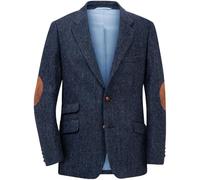 RAJEGAR Abrigos deportivos de tweed con espiga para hombre, ajustados, informales, con solapa, mezcla de lana, chaquetas estilo vintage británico, azul marino, XL