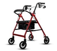 RajoNN Andador plegable y ligero, marco para caminar ajustable en altura con asiento acolchado, silla de transporte de 4 ruedas, ayuda para la movilidad para caminar, marco para caminar para
