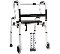 RajoNN Andadores para personas mayores, andador compacto y ligero 2 en 1, soporte plegable de aleación de aluminio, ayuda portátil para caminar para ancianos con asiento de poliuretano, ruedas de