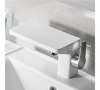 RajoNN Baño, Lavabo de Baño Monomando, Lavabo de Porcelana de Fibra de Carbono, Mezclador de Lavabo de Baño, Ahorre Espacio,Blanco