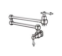 RajoNN Cocina fría individual de latón plegable Fregadero de cocina montado en la pared RajoNNs cocina doble manija doble articulación brazo oscilante, cromado