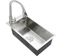 RajoNN Cocina Hogar Cocina Montada Lateral Acero Inoxidable Lavabo Bar Mini Fregadero Preparación Práctica Fregadero de una sola cámara Fregadero de Lavabo estrecho y largo Lavaplatos