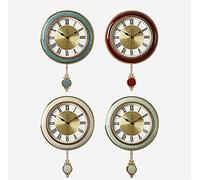 RajoNN Decoración de pared de metal para el hogar, certificación de seguridad, reloj de pared retro grande de 12 pulgadas - Reloj de pared vintage silencioso de lujo de metal de alta gama con péndulo