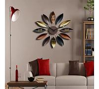 RajoNN Decoraciones de Pared de Metal para el Hogar, Reloj de Pared Decorativo Moderno en Forma de Hoja, Reloj Silencioso, Reloj Moderno para la Decoración del Hogar de Cuarzo,