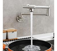 RajoNN Fregadero de cocina RajoNNs, Llenador de ollas Cepillado, Llenador de ollas Plegable y Extensible Cocina RajoNNs, Montaje en Pared, Brazo oscilante