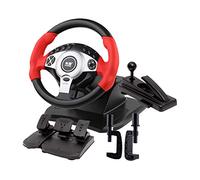 RajoNN Juego de Carreras de 900° Volante Simulador de conducción de Camiones Profesional Freno de Mano + Juego de Pedal de Embrague Compatible con Windows PC/Laptop,Red