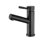 RajoNN Lavabo de baño con alcachofa extraíble, mezclador para lavabo de baño de acero inoxidable, mezclador caliente y frío, monomando, negro mate