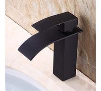 RajoNN Lavabo de bronce negro lavabo baño Orb mezclador agua caliente y fría monoagujero baño cascada baño