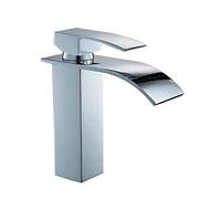 RajoNN Lavabo de cobre cromado Works lavabo de baño del hotel WC lavabo cascada mezclador de agua fría pulido con una sola mano