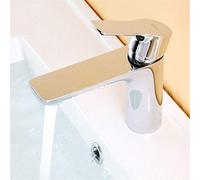 RajoNN Lavabo monomando de cobre para baño, mezclador de agua fría, pulido cromado