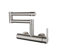 RajoNN Llenador para ollas de cocina con agua caliente y fría Grifos para fregadero de cocina de acero inoxidable cepillado plegables extensibles brazos oscilantes de doble
