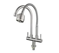 RajoNN RajoNN Cocina RajoNN Agua Fría Individual Rotación de 360° Lavabo de Cocina RajoNN Montaje en Cubierta Cocina Acero Inoxidable Cepillado RajoNNs 2 Manijas Grifos de Cocina Comerciales 2