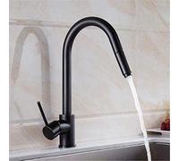 RajoNN RajoNN Lujo Oro Simple Cocina RajoNN Pull Out Spray 360 Giratorio Un Agujero Mezclador de Lavabo con Aireador Montado Estilo Retro, Negro