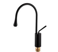 RajoNN RajoNNs - Fregadero de cocina monomando negro para cocina con agua caliente y fría - Grifo mezclador para fregadero de cocina profesional de latón - Rotación de 360°