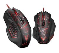 RajoNN Ratones Gaming Mouse con Cable, Ratones Ópticos USB para Computadora con Retroiluminación RGB, 4 dpi Ajustables hasta 2400, Ratón Ergonómico para PC Portátil Gamer con 6 Botones