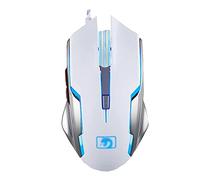 RajoNN Ratones Gaming Mouse con Cable, USB óptico para Ordenador con 6 Botones programables, retroiluminado RGB, 2400 dpi Ajustable, para Ordenador portátil, PC, Windows (Color: Blanco)
