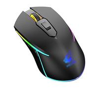 RajoNN Ratones inalámbricos, ratones USB silenciosos para laptop, ratón óptico para juegos de computadora con 3 niveles ajustables, 6 botones, 2400 DPI (color: negro)