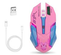 RajoNN Ratones Lovely Gaming Mouse, Ratones inalámbricos Recargables de 2,4 GHz con batería de Litio de 600 mAh y Receptor USB, retroiluminado de 7 Colores, Botones silenciosos, para Ordenador