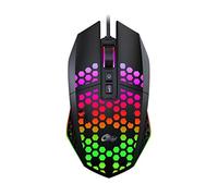 RajoNN Ratones para Juegos, Ratón con Cable RGB de Diseño Hueco, 7 Botones Programables, 8000 dpi, Ratones Ergonómicos y Cómodos para Computadora (Color : Black)