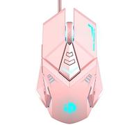 RajoNN Ratones Ratón con Cable, 7 Botones Programables, 4800 dpi Ajustables, Retroiluminación RGB, Clic Silencioso, Precioso Diseño Rosa Femenino con Ergonomía, Ratones USB para PC, Computadora
