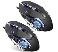 RajoNN Ratones Ratón para Juegos con Cable, Ratón Ergonómico para Computadora USB con 4 dpi Ajustables, Luz LED de Respiración, 6 Botones, para PC Portátil