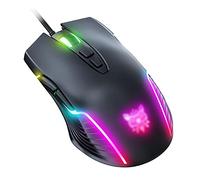 RajoNN Ratones Ratón para Juegos con Cable, Ratones ópticos USB para computadora con retroiluminación RGB, 6400 dpi, Ratón ergonómico para PC con 7 Botones programables, para Windows (Color: