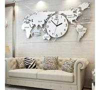 RajoNN Reloj de pared con mapa del mundo para decoración de sala de estar, acero inoxidable SUS304, decoración de sala de estar, arte moderno, reloj de pared de cuarzo para decoración de sala de estar