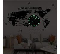 RajoNN Reloj de pared con mapa del mundo, reloj de pared digital 3D, reloj de pared silencioso de acrílico, decoración del hogar, reloj de pared silencioso para el hogar, dormitorio, oficina, sala de