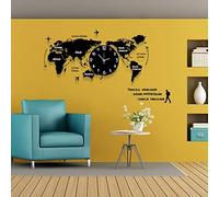 RajoNN Reloj de pared decorativo creativo para decoración de sala de estar, acrílico 3D, mapa del mundo, reloj de pared para decoración de sala de estar, moderno reloj nórdico de moda