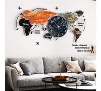RajoNN Reloj de pared para sala de estar, moderno, acrílico 3D, mapa del mundo silencioso, reloj de pared silencioso de cuarzo nórdico, para el hogar, sala de estar, oficina, dormitorio, cocina, reloj
