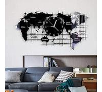 RajoNN Reloj de pared para sala de estar moderno, reloj de pared con movimiento silencioso, personalidad de sala de estar, reloj de arte creativo de moda, reloj de cuarzo silencioso con mapa del mundo