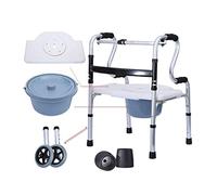 RajoNN Silla cómoda para ducha con ruedas para adultos con inodoro para ancianos, andador plegable con 2 ruedas, silla de transporte con marco para andador con asiento abatible, ayuda para la