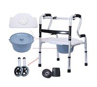 RajoNN Silla de ducha con maceta para personas mayores, andador plegable con 2 ruedas, altura ajustable, silla de transporte con asiento abatible, ayuda de movilidad para adultos mayores y bariátricos
