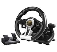 RajoNN Volante de Carreras, Volante de Carrera Universal USB de 180 Grados con Pedales para PS3, PS4, X-One, Switch