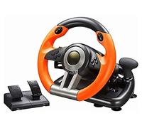 RajoNN Volante de PC, Juego de Volante de Carreras para PC, Volante de Carrera Universal USB de 180 Grados con Pedales