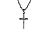 Rajputana Collar vintage de acero inoxidable con cruz para hombres y niños Colgante cruz martillado Collar inoxidable para hombres Bautismo cristiano Día del Padre Cumpleaños Pascua Regalos, Acero