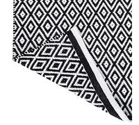 RAJRANG BRINGING RAJASTHAN TO YOU Alfombra de algodón Blanco y Negro de 86 x 53 cm Alfombra Tejida Reversible Entrada de Diamante geométrico para Dormitorio Cocina