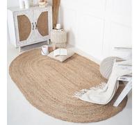 RAJRANG BRINGING RAJASTHAN TO YOU Alfombra Yute Ovalada Forma 182x121 cm Hogar Cocina with Bio Amigable Máquina Lavable Larga Pasillo Alfombra Marrón