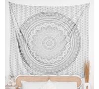 RAJRANG BRINGING RAJASTHAN TO YOU Tapiz colgante de pared con Mandala plateado, tapices Hippie de algodón, decoración bohemia para colcha de dormitorio, 213x137 cm