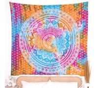 RAJRANG BRINGING RAJASTHAN TO YOU Tapiz de mandala ombré, multicolor, tamaño King, 229 x 274 cm, para dormitorio y sala de estar, tapices de algodón para colgar en la pared