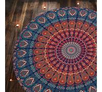 RAJRANG - Tapiz con diseño bohemio de mandala, para colgar en la pared, hecho a mano, en algodón puro, ideal para colgar en el cabecero de la cama