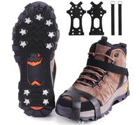 Rajvia Crampones 11 Dientes Tacos Picos para Escalar, Racos de Hielo Tracción de Zapatos, Antideslizante en Hielo Nieve, Superficies Lisas, húmedas y heladas (L)