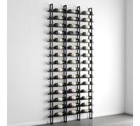 RAJYQODIS Botellero de Pared, sostenedor Negro del almacenaje del Vino, Estante de Metal de la Botella del Vino de la Pared Que cuelga de 15 Niveles 45 Botellas, para Cocina, Bodega, Bar (Black)