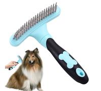 Rake de peluquería para mascotas - Pin doble - Mango antideslizante | Dematting un peine debajo del pelo, herramienta de deshedding, cepillo de dientes ancho para perros, , dorado