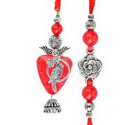 Rakhi Bhaiya Bhabhi Set of 2 Brother and Bhabhi Rakhi Lumba set Couple Pair Thread Bracelet for Raksha Bandhan Set Rakhee Card Gift Pack for Brother Sister Indian Traditional Festival