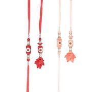 Rakhi Bhaiya Bhabhi veera set Rakhi Lumba Set Couple Pair with dora for Brother Bhabhi set of 4 Family Rakhee Card Gift Pack Thread Bracelet Dori for Raksha Bandhan Indian Traditional Festival